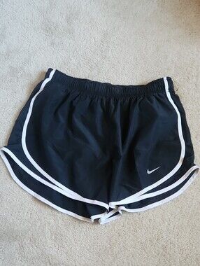 Nike Black Women's Running Shorts with White Piping Dri-Fit Large New!